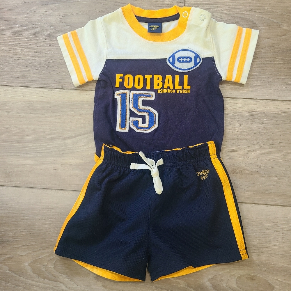 Osh Kosh 3/6 mos Football Bodysuit and Shorts